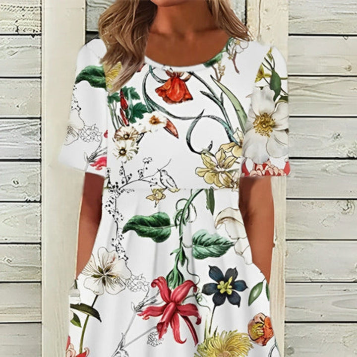 Sommerkleid mit Blumenmuster | Midi