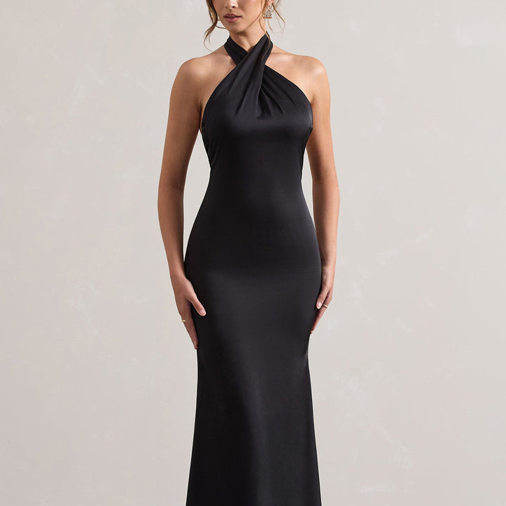 Ärmelloses Neckholder-Kleid | Lang
