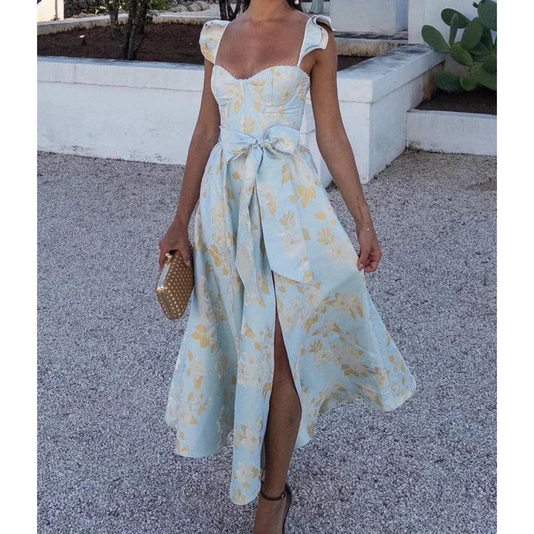 Ärmelloses Damenkleid mit Hohem Schlitz | Midi