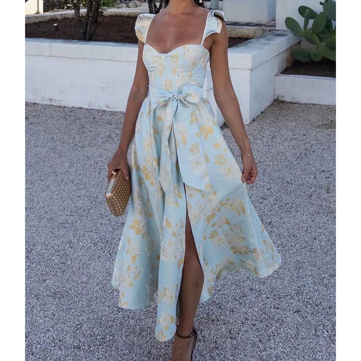 Ärmelloses Damenkleid mit Hohem Schlitz | Midi