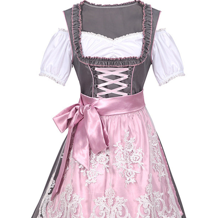 Oktoberfest-Dirndl in Grau und Rosa | Midi