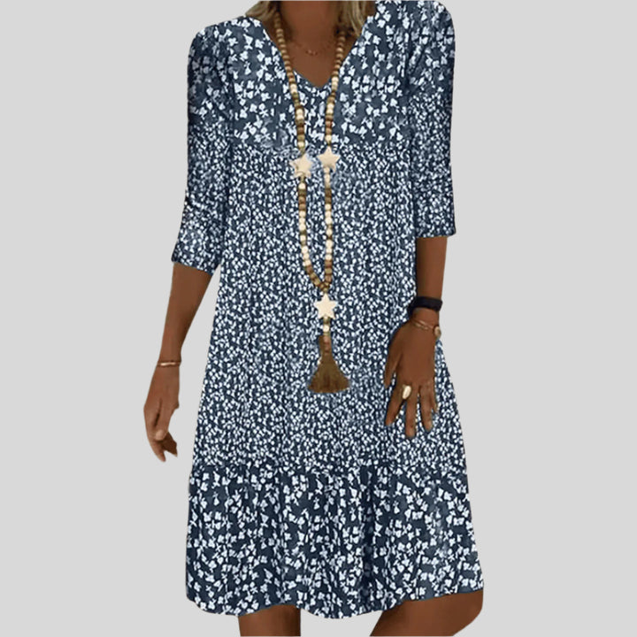 Carina | Damen Elegantes V-Ausschnitt Kleid | Midi