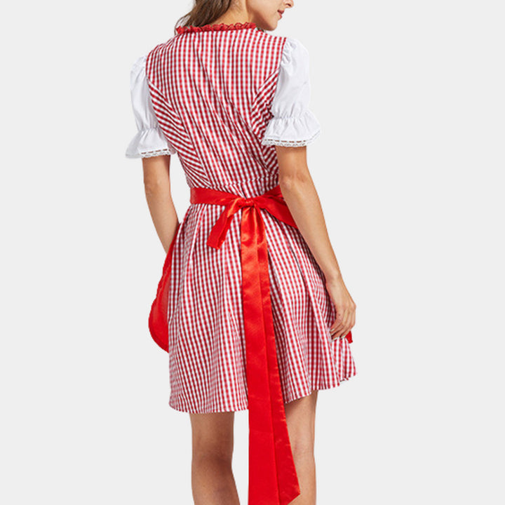 Elegantes rotes Oktoberfest-Dirndlkleid | Mini