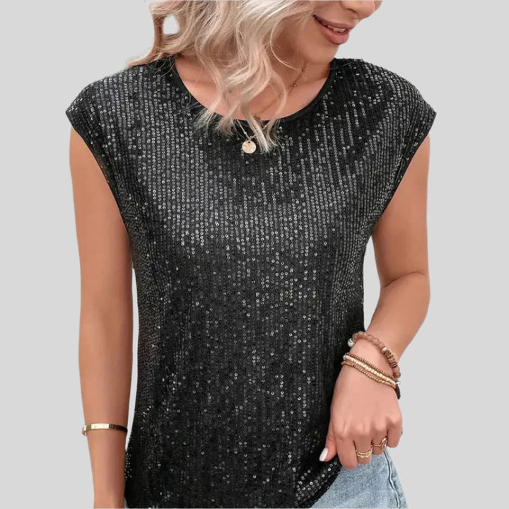 Glitzernde Paillettenbluse | Ärmellos