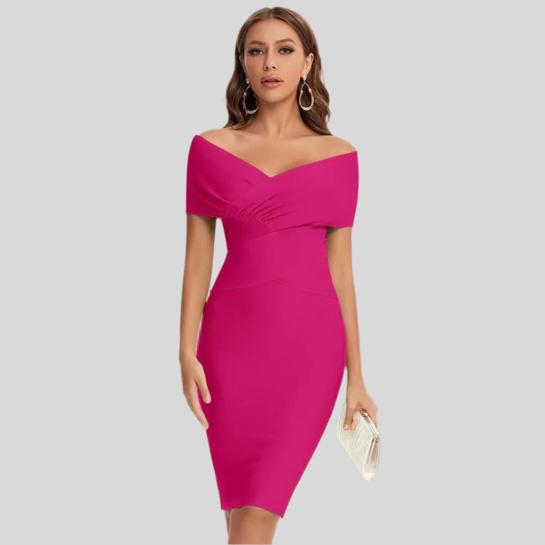 Modernes Partykleid mit V-Ausschnitt | Midi