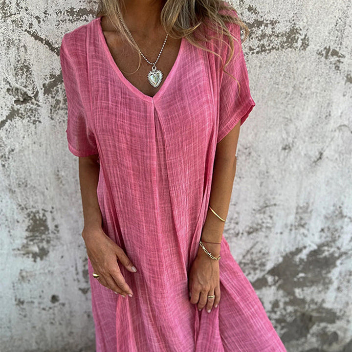 Lässiges Sommerkleid mit Kurzen Ärmeln | Midi