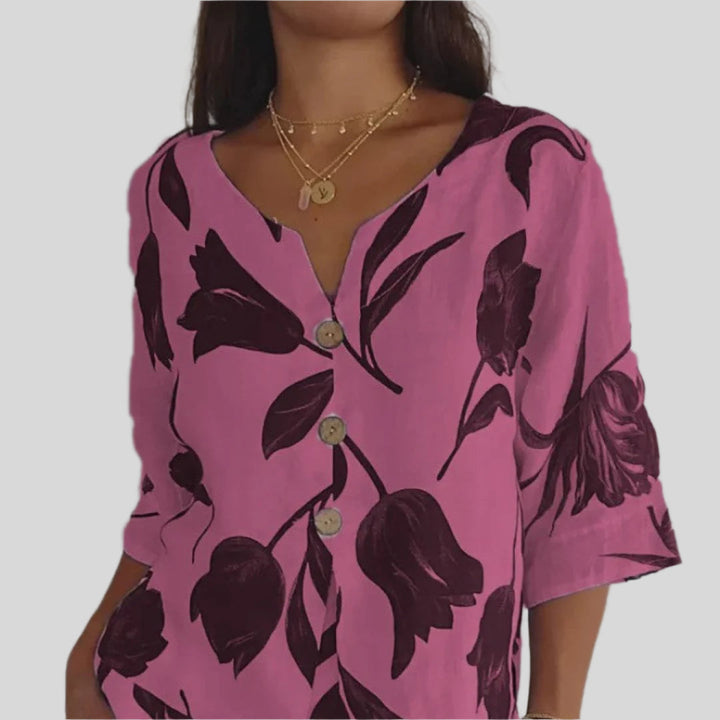 Margit | Damen V-Ausschnitt Sommer Shirt | Leicht