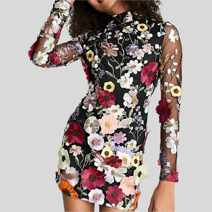 Winona | Damen Elegantes Blumenkleid | Mini