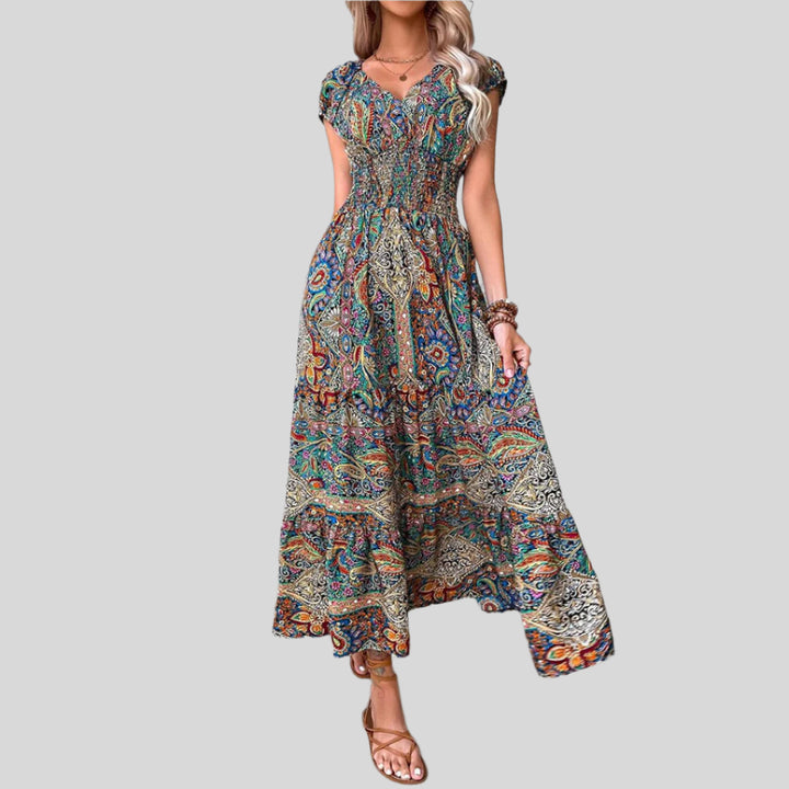 Bohemian Bedrucktes Ibiza-Kleid | Maxi