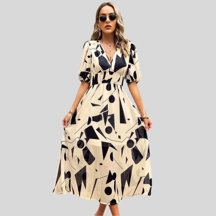 Kiara | Damen Zeitloses Midi-Kleid mit Puffärmeln | Sommer