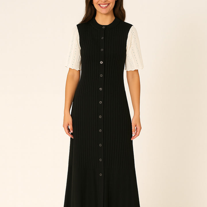 Strick-Maxikleid mit Knopfleiste | Sommer