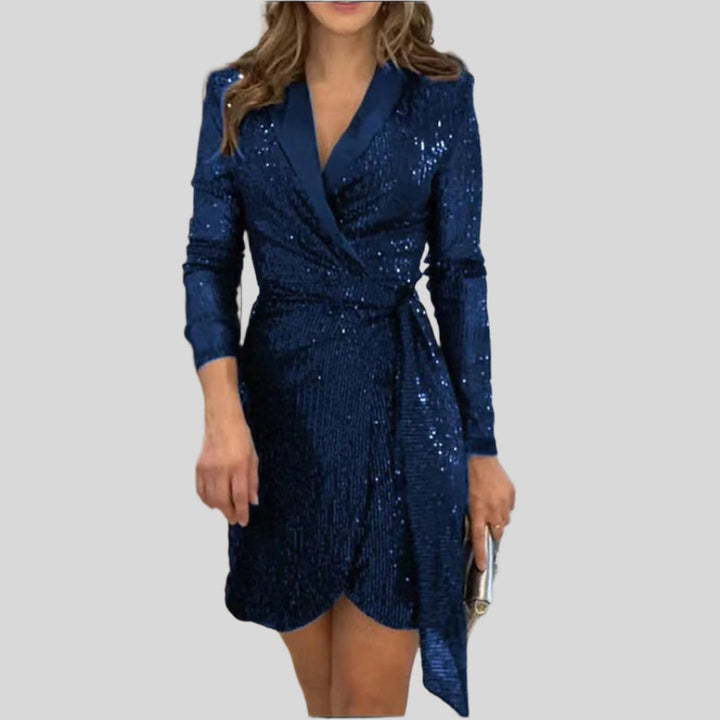Kelsey | Damen Pailletten-Wickelkleid | Mini