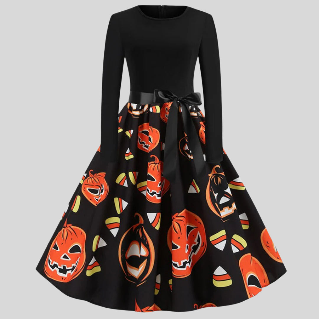 Gothic Karikatur Halloween Kleid mit langen Ärmeln | Mini