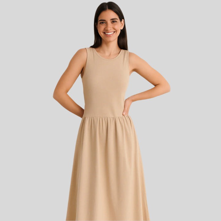 Ärmelloses Midikleid | Rundhalsausschnitt