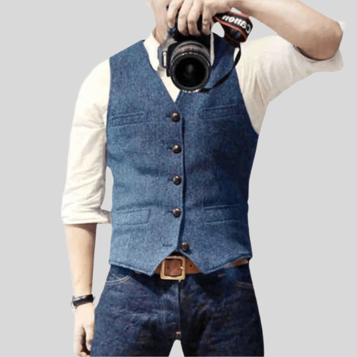 Fridolin | Herren Bequeme Button-Down-Weste | Ärmellos
