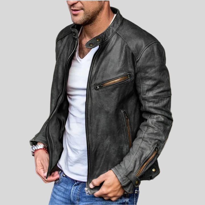 Herren Bikerjacke Mit Langen Ärmeln | Reißverschluss