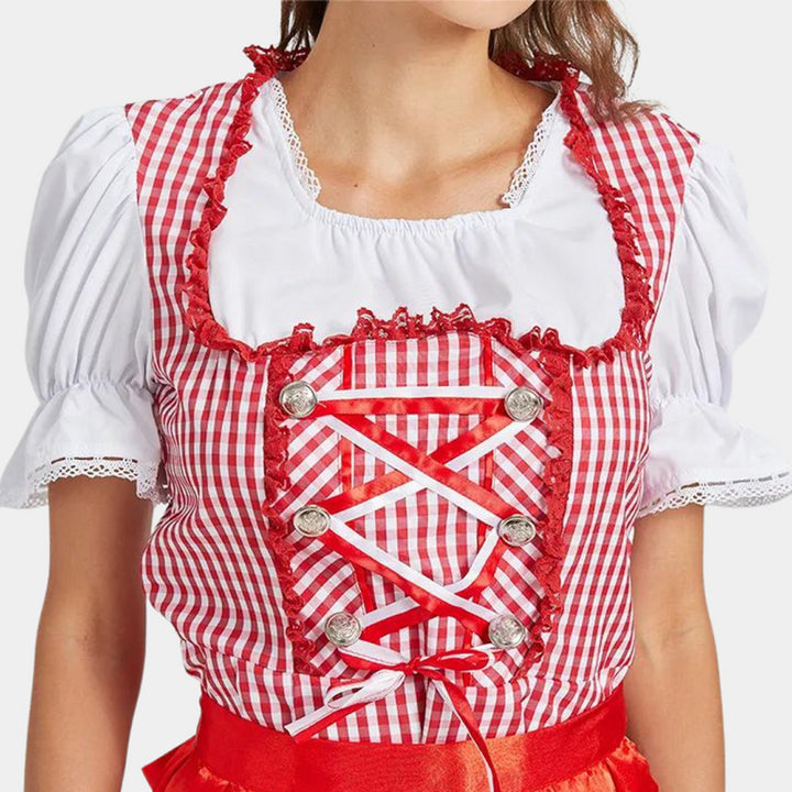 Elegantes rotes Oktoberfest-Dirndlkleid | Mini