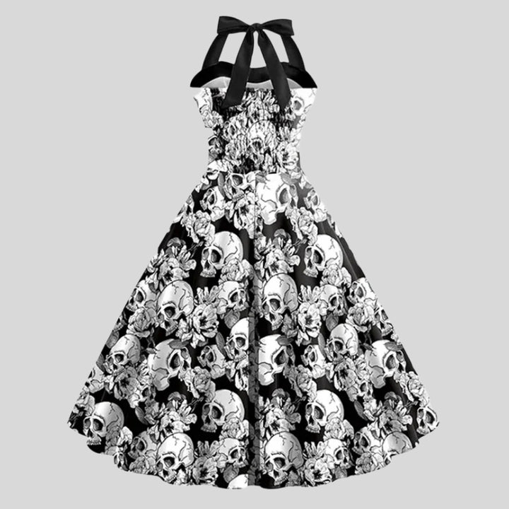 Halloween Totenkopf Bedrucktes Kostümkleid | Midi