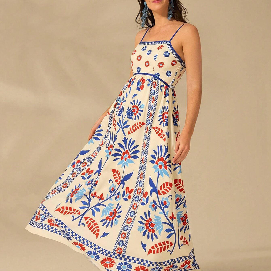 Elegantes Ärmelloses Bedrucktes Kleid | Maxi