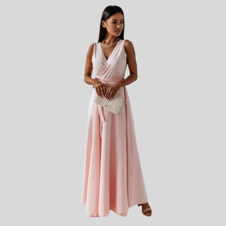 Elegantes Ärmellos Wickelkleid | Maxi
