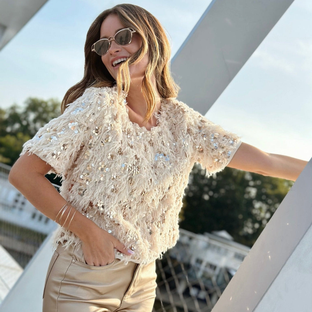Stilvolle Paillettenbluse | Elegant