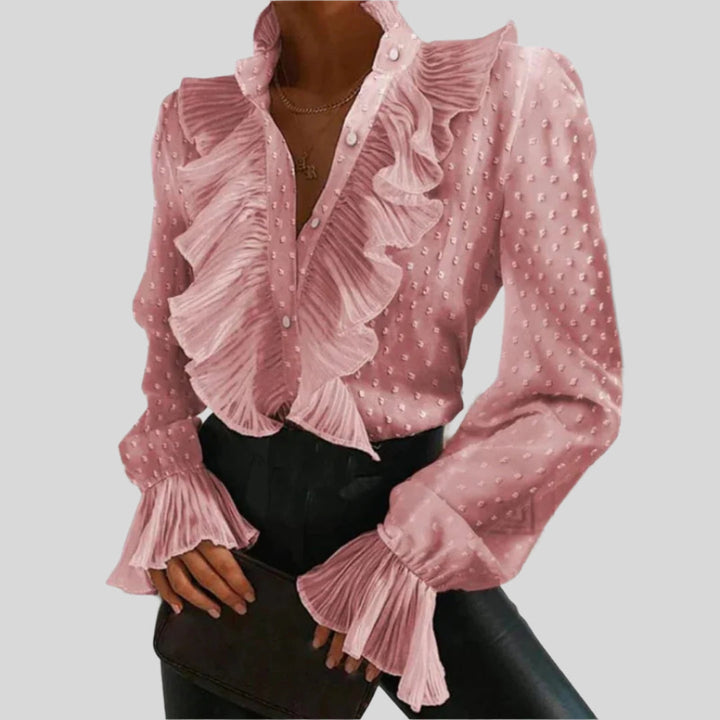 Elegante Bluse mit Knöpfen und Rüschen | Sommer