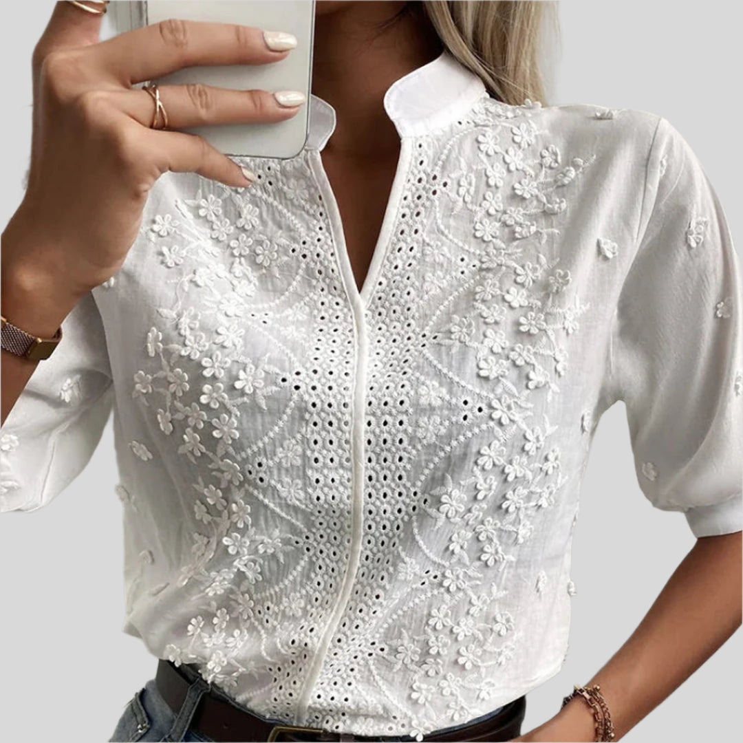 Elegantes Top Mit V-Ausschnitt | Kurzarm