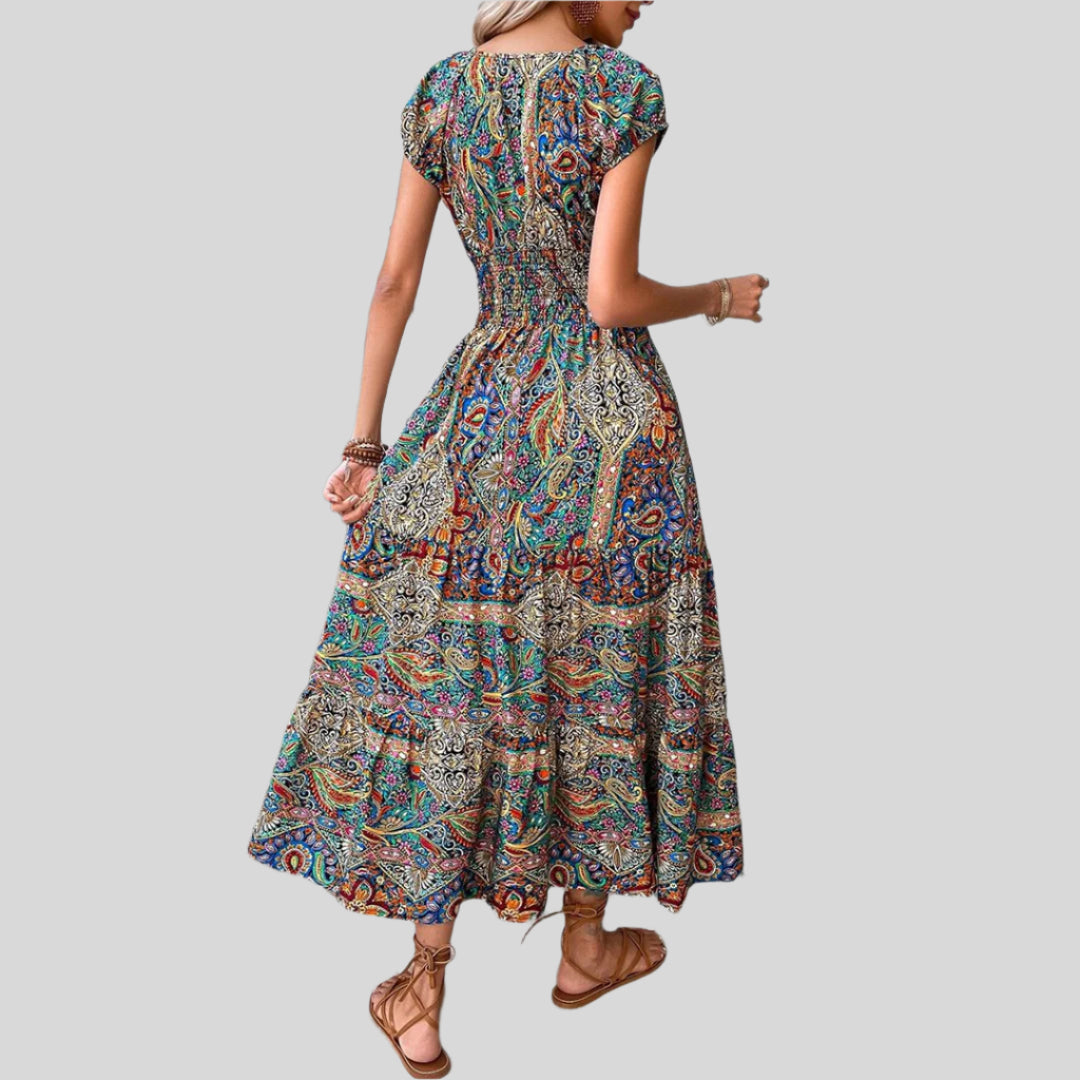 Bohemian Bedrucktes Ibiza-Kleid | Maxi