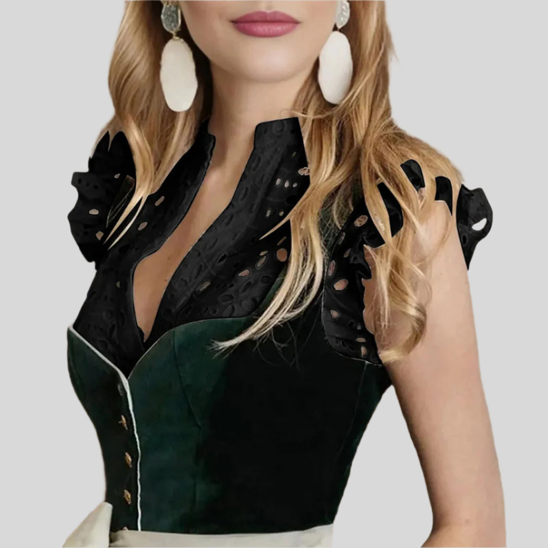 Elegante Oktoberfest-Dirndlbluse | Schwarz