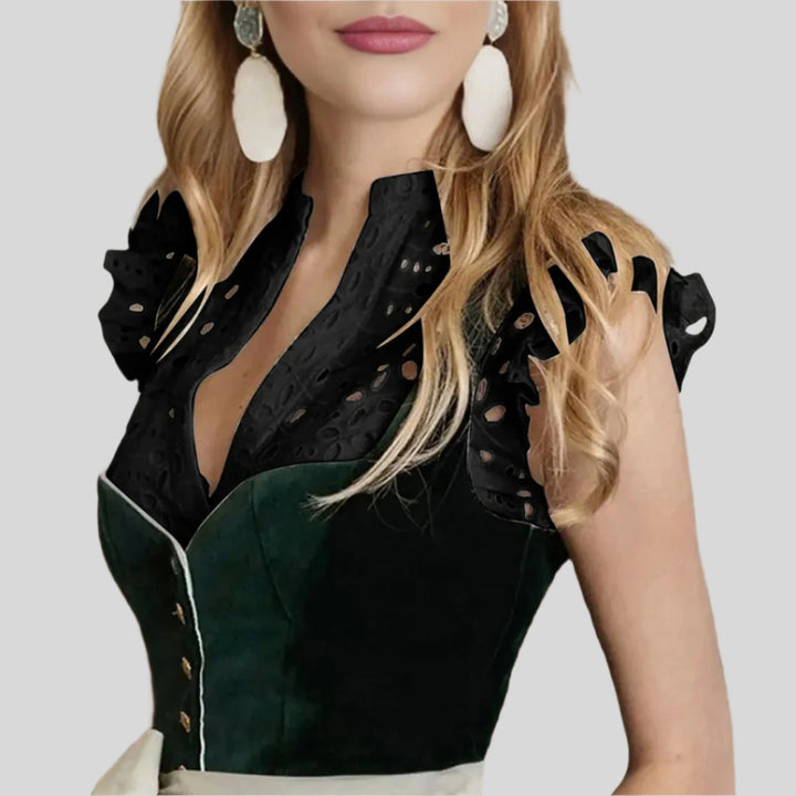 Elegante Oktoberfest-Dirndlbluse | Schwarz