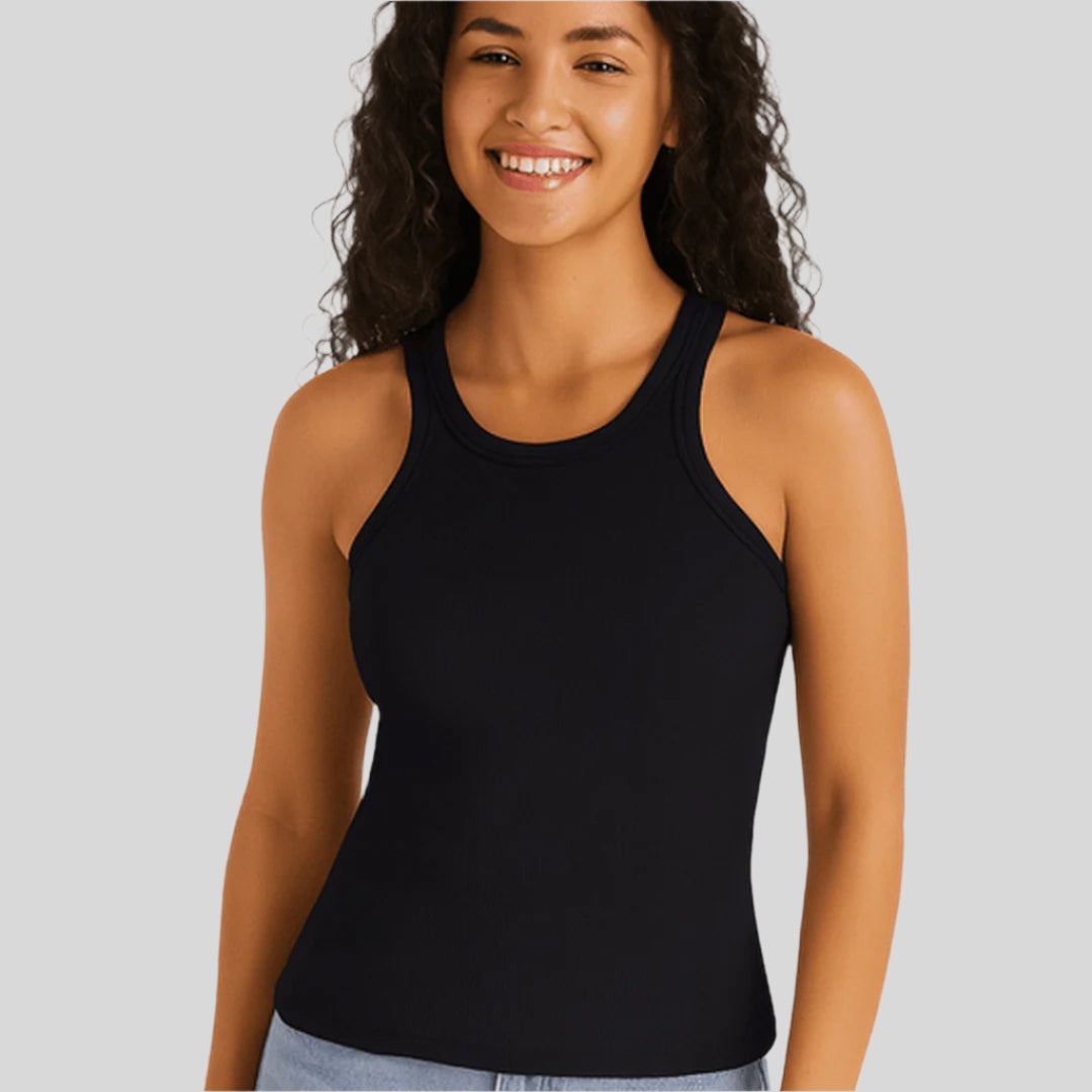 Elegantes geripptes Tanktop | Ärmellos