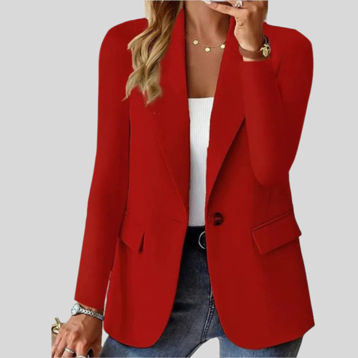 Oksana | Damen Lässiger Schmaler Taschenblazer | Langarm