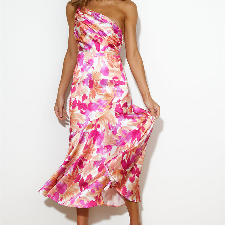 Elegantes Asymmetrisches Kleid mit Blumenmuster | Midi