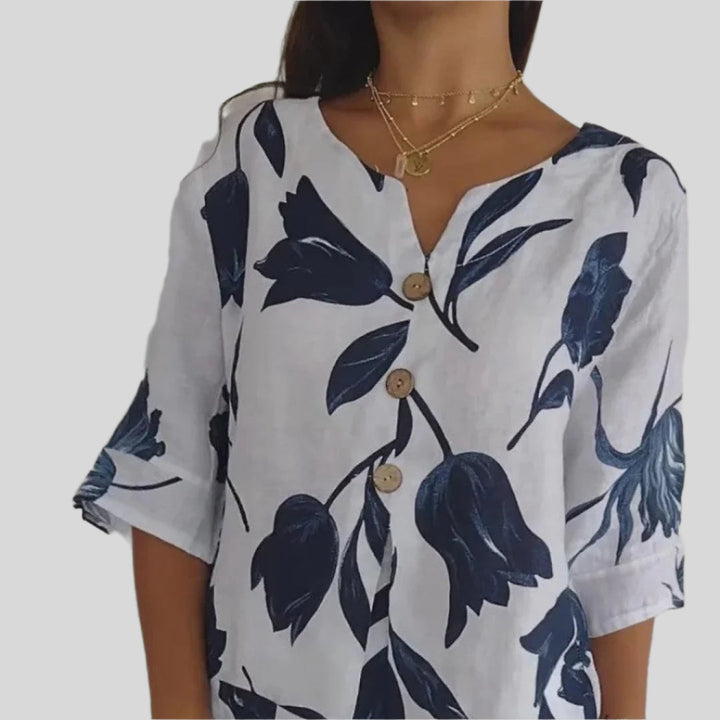 Margit | Damen V-Ausschnitt Sommer Shirt | Leicht