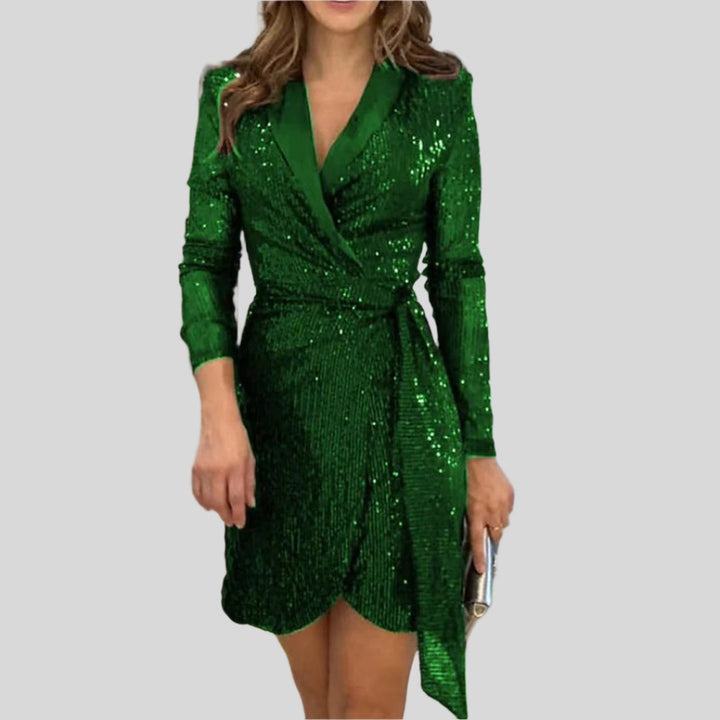 Kelsey | Damen Pailletten-Wickelkleid | Mini
