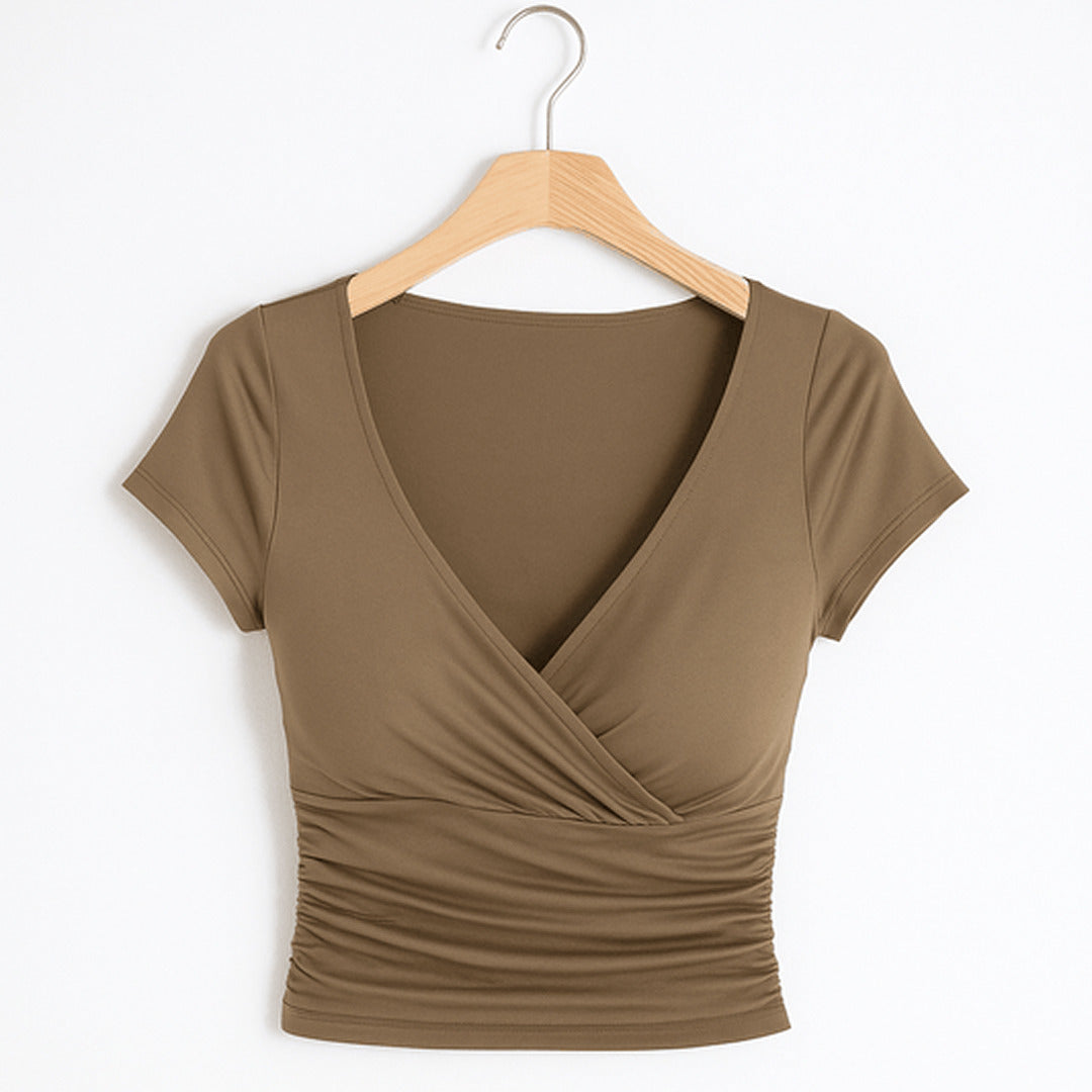 Elegantes Crop-Top mit V-Ausschnitt | Kurzarm