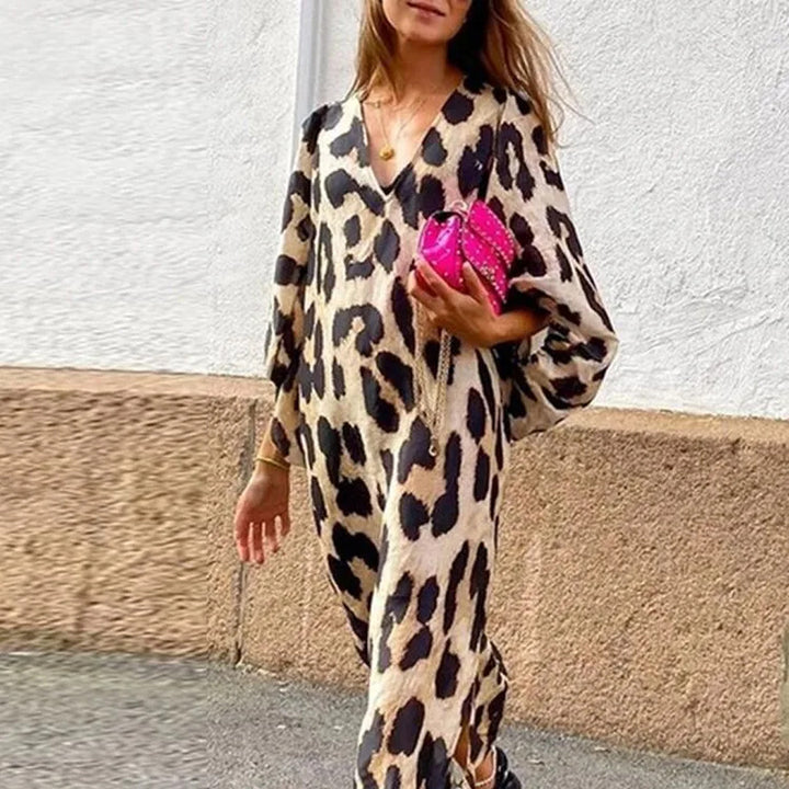 Leopardenmuster Sommerkleid | Midi