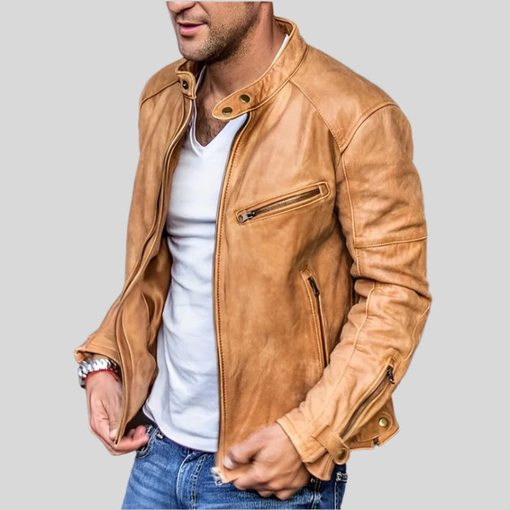 Herren Bikerjacke Mit Langen Ärmeln | Reißverschluss