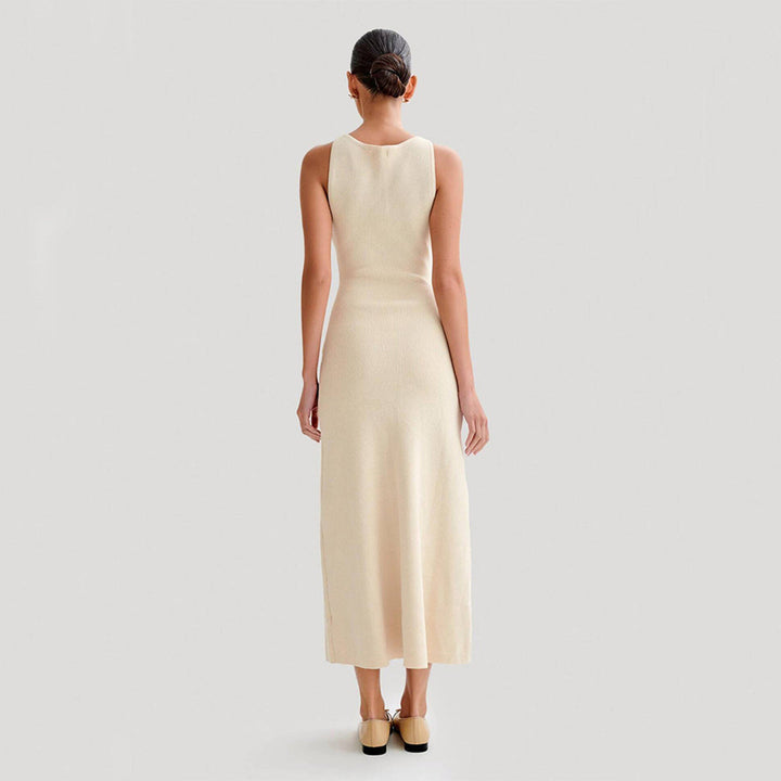 Ärmelloses Kleid mit Knopfleiste | Midi