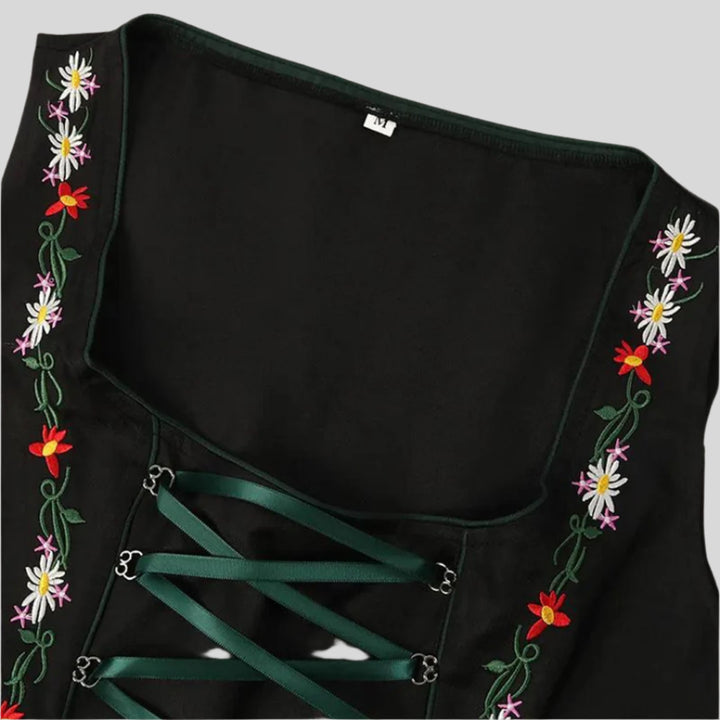 Kurzarmliges Oktoberfest-Dirndl-Midikleid | Grün
