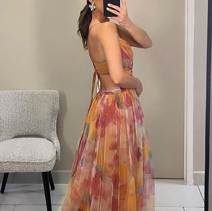 Ärmelloses Tief Ausgeschnittenes Maxikleid | V-Ausschnitt