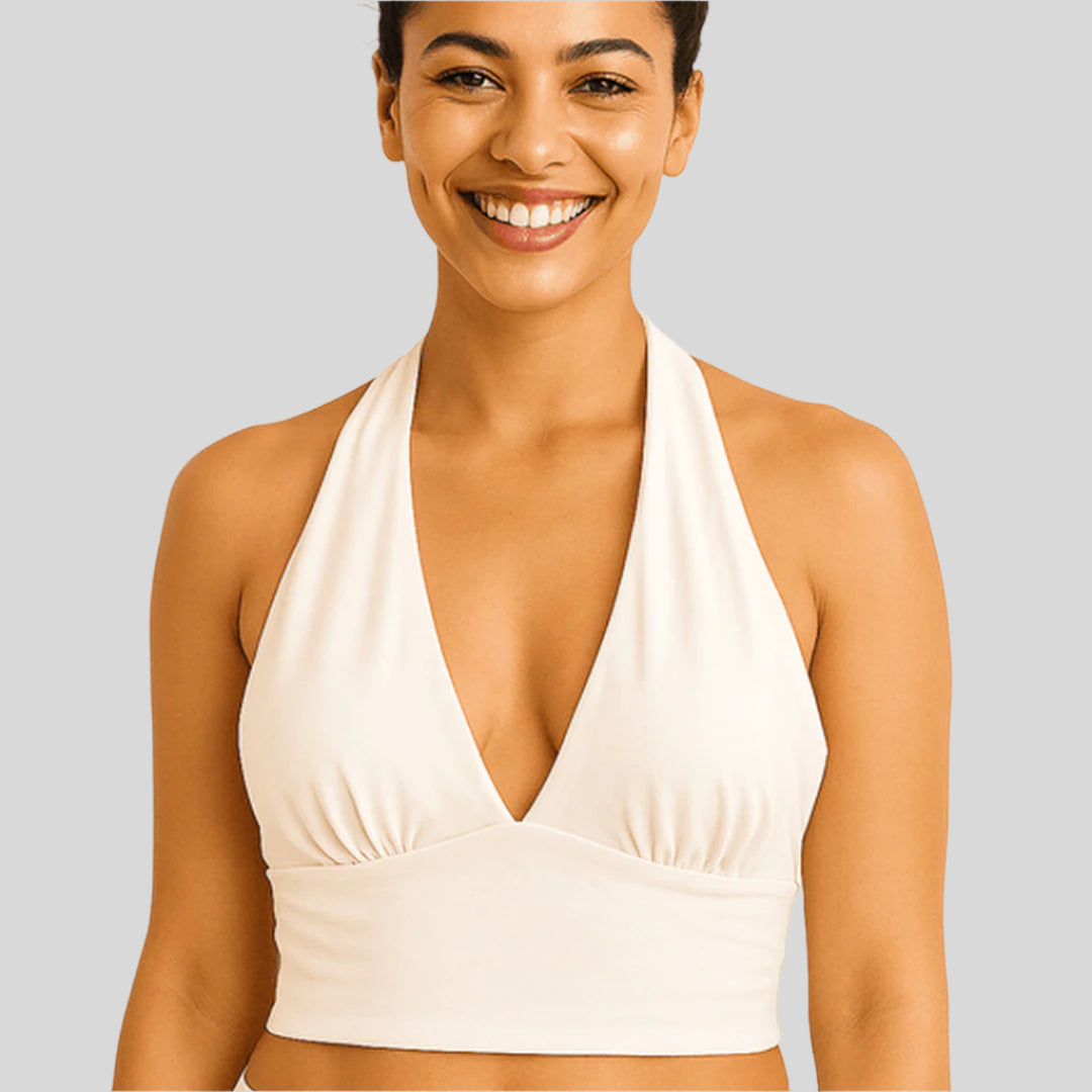 Neckholder-Crop-Top mit V-Ausschnitt | Ärmellos