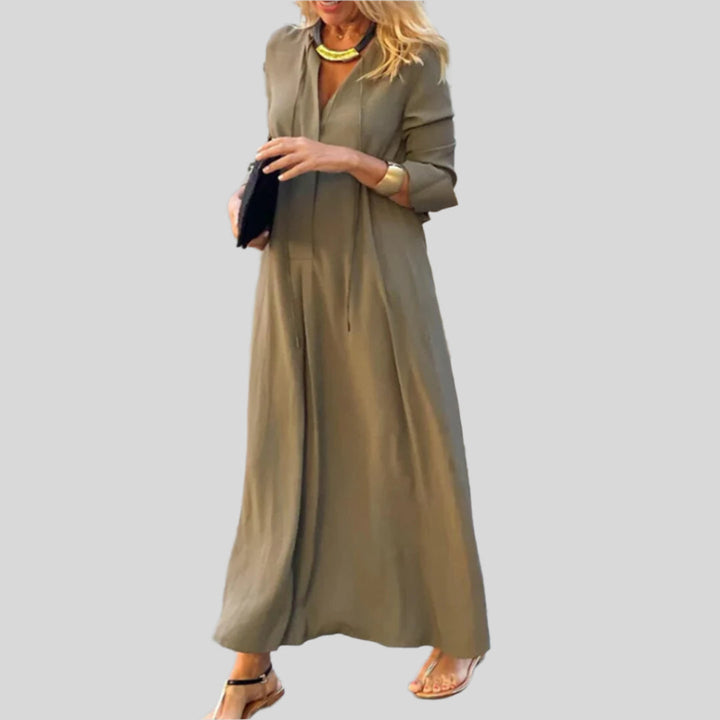 Bequemes V Neck Kleid | Maxi