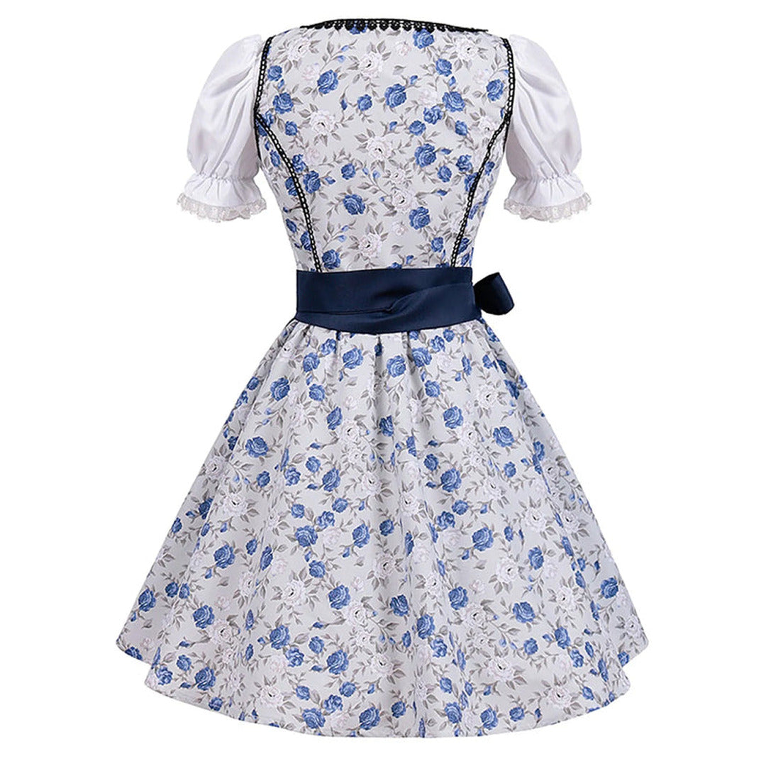 Elegantes Oktoberfest Dirndl Kleid in Blau | Midi