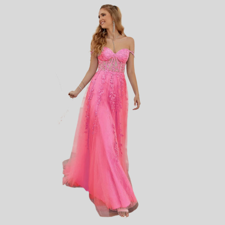 Odelis | Damen Stilvolles Schulterfreies Kleid | Maxi