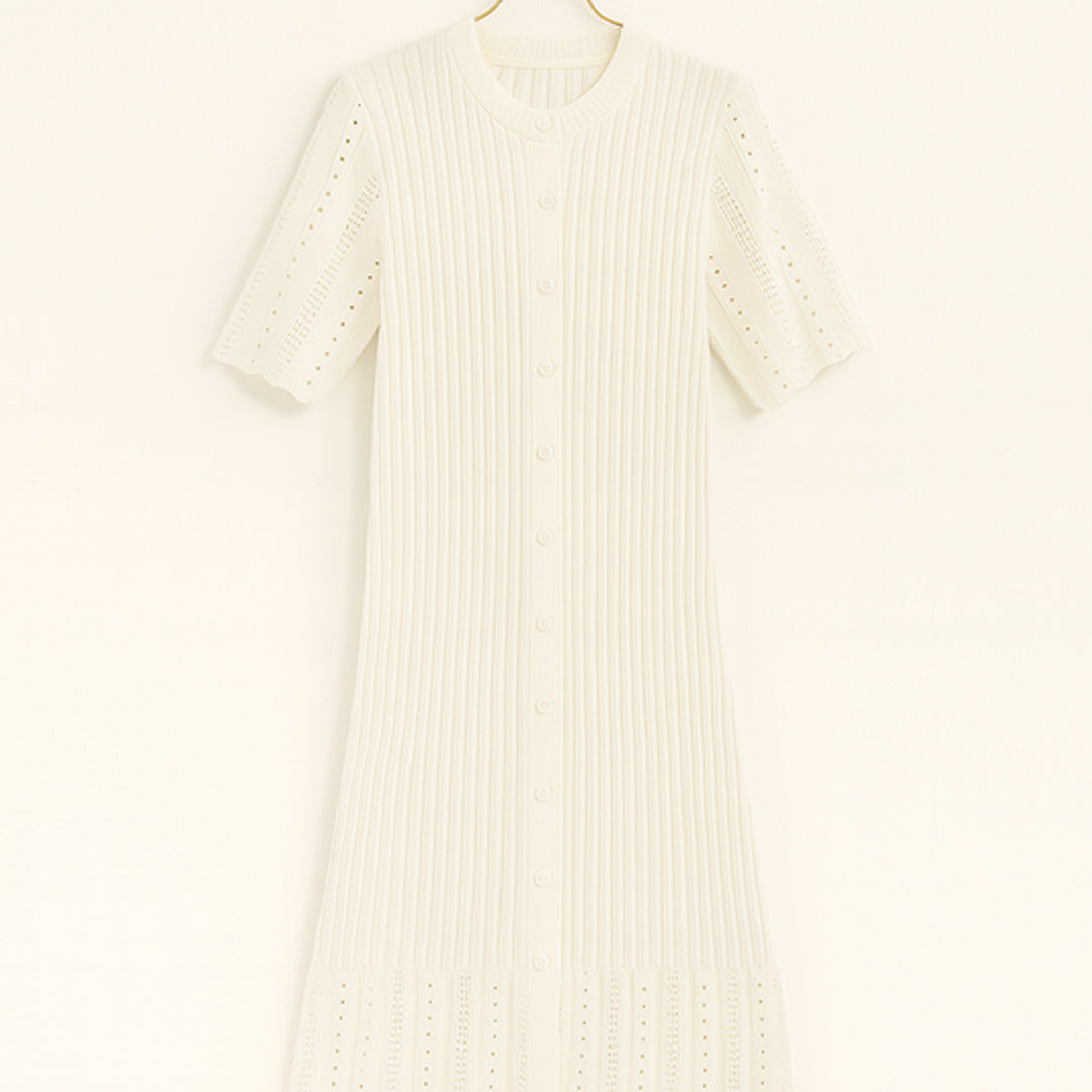 Strick-Maxikleid mit Knopfleiste | Sommer