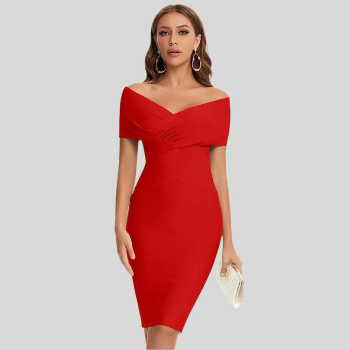 Modernes Partykleid mit V-Ausschnitt | Midi
