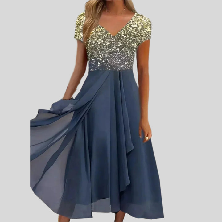 Onyxia | Damen Modernes Blumenkleid | Midi