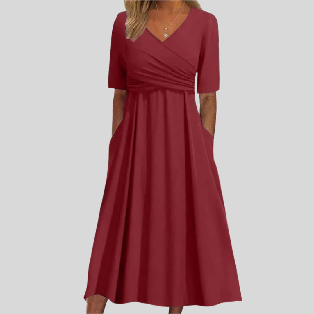 Araminta | Damen Elegantes Wrap Kleid Mit Kurzen Ärmeln | Maxi