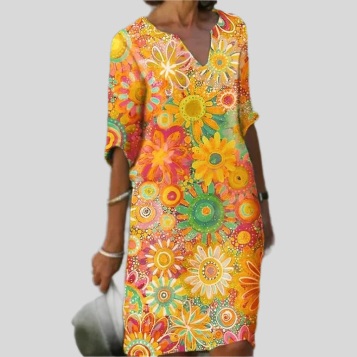 Elviera | Damen Kurzarm Sommerkleid | Midi